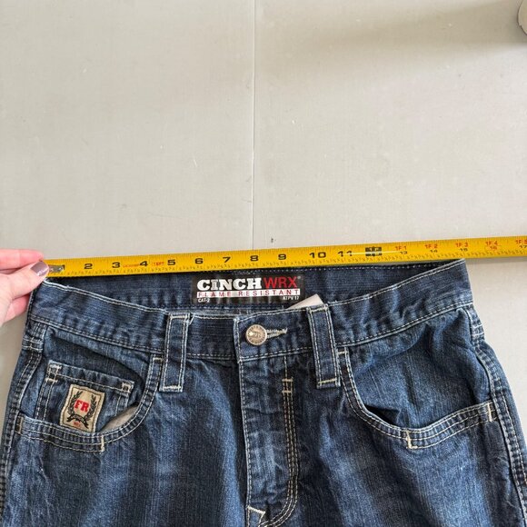 Cinch Carter FR Flame Resistant WRX Cotton Denim Blue Jeans Mens size 30x34 - Picture 9 of 10